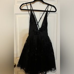 Black tulle dress| Velvet details